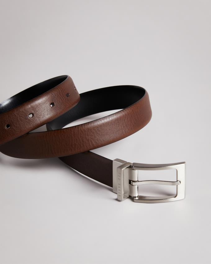 Ceinture Ted Baker Reversible Leather Chocolat Homme | SEU-52496713